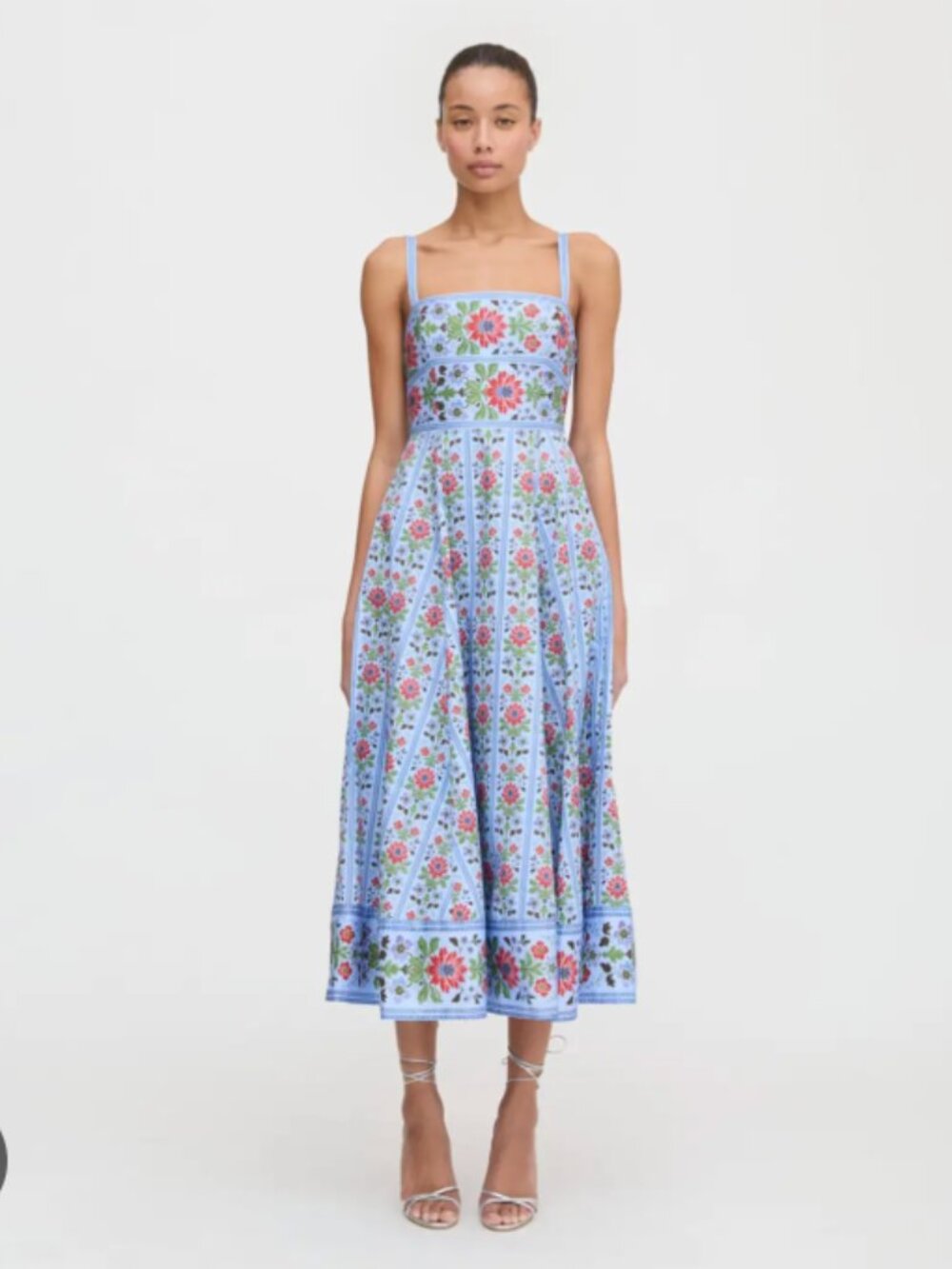 Hill House Margot Blue Floral Block Striped Dress